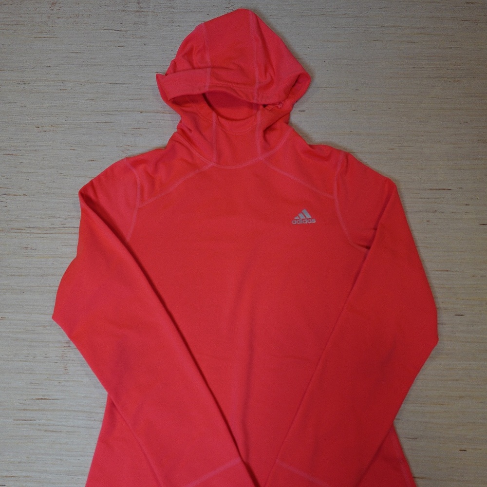 Adidas Women’s ClimaWarm Hoodie Small Coral Pink Long Sleeve Thumbholes